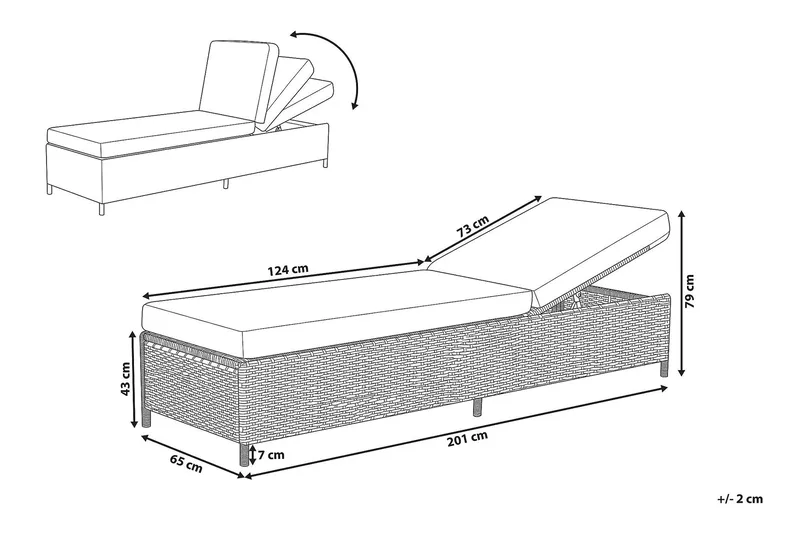 Turin Ii Solsäng 65|201 cm - Grå - Utemöbler - Utestolar & fåtöljer - Solsängar & solvagnar