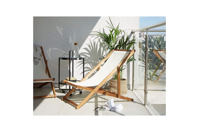 Solstol 2 ersättningstyger Anzio - Ljus trä, vit, flerfärgad - Utemöbler - Utestolar & fåtöljer - Solstol