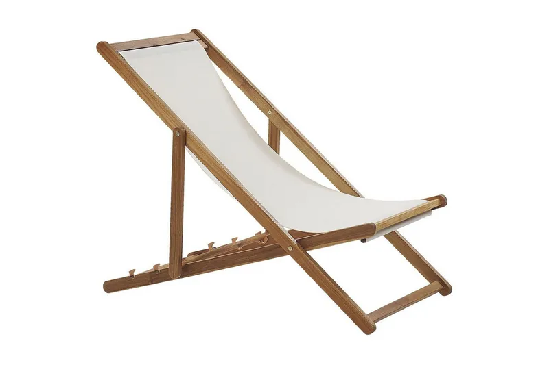 Solstol 2 ersättningstyger Anzio - Ljus trä, vit, flerfärgad - Utemöbler - Utestolar & fåtöljer - Solstol