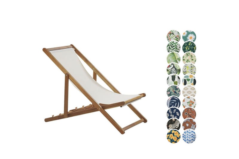 Solstol 2 ersättningstyger Anzio - Ljus trä, vit, flerfärgad - Utemöbler - Utestolar & fåtöljer - Solstol