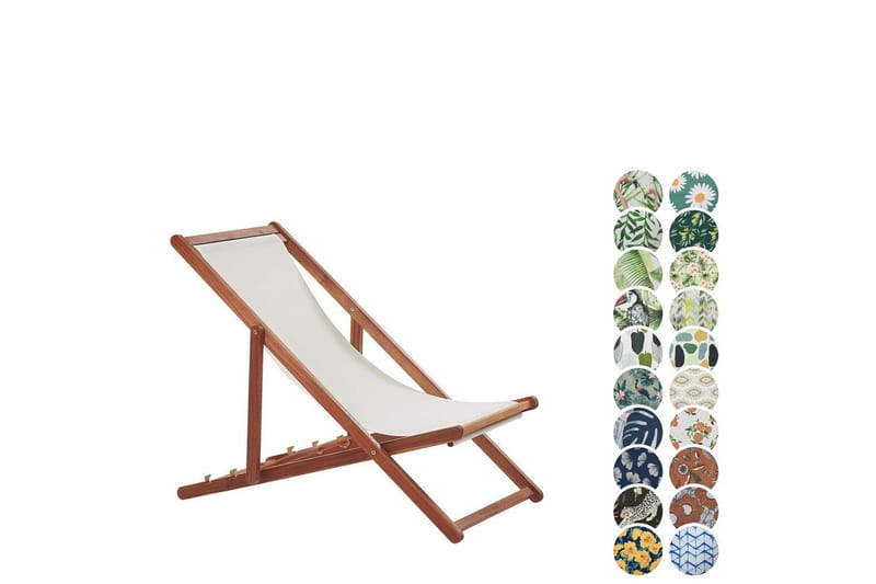 Solstol 2 ersättningstyger Anzio - Vit, mörkt trä, flerfärgad - Utemöbler - Utestolar & fåtöljer - Solstol