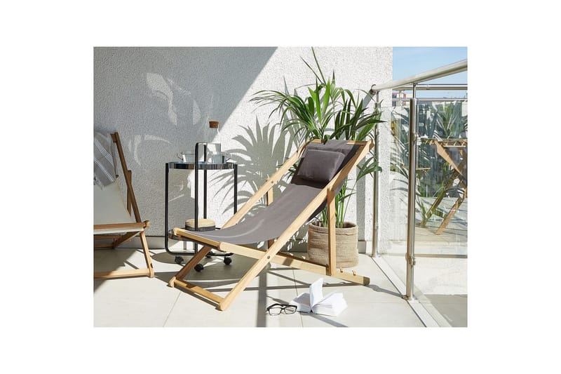 Solstol 2 ersättningstyger Avellino - Grå, ljust trä, flerfärgad - Utemöbler - Utestolar & fåtöljer - Solstol