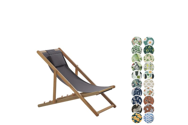 Solstol 2 ersättningstyger Avellino - Grå, ljust trä, flerfärgad - Utemöbler - Utestolar & fåtöljer - Solstol