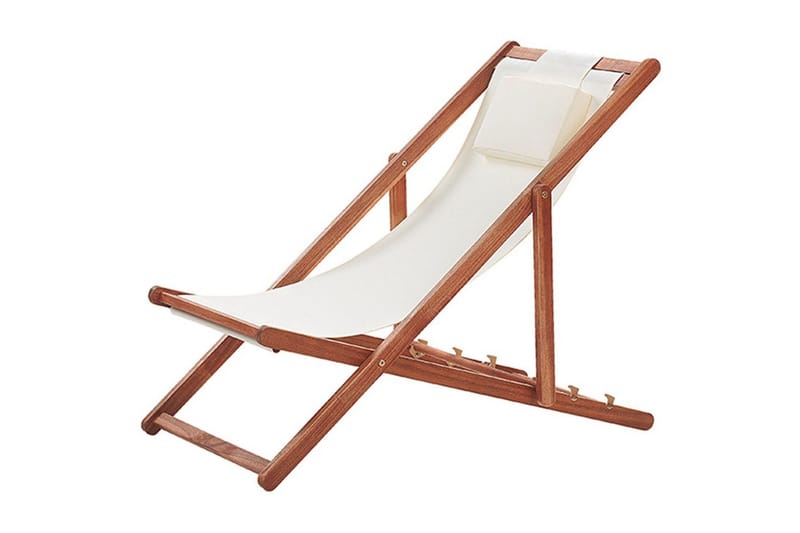 Solstol 2 ersättningstyger Avellino - Vit, mörkt trä, flerfärgad - Utemöbler - Utestolar & fåtöljer - Solstol