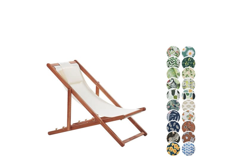 Solstol 2 ersättningstyger Avellino - Vit, mörkt trä, flerfärgad - Utemöbler - Utestolar & fåtöljer - Solstol