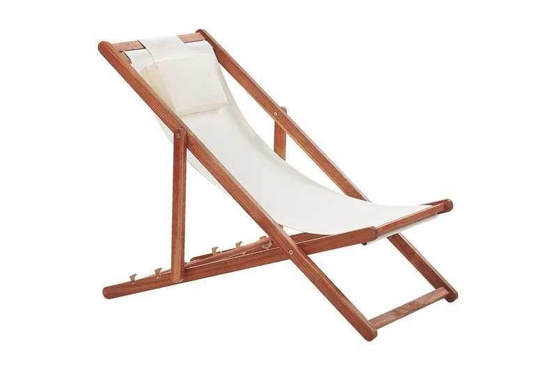 Solstol 2 ersättningstyger Avellino - Vit, mörkt trä, flerfärgad - Utemöbler - Utestolar & fåtöljer - Solstol