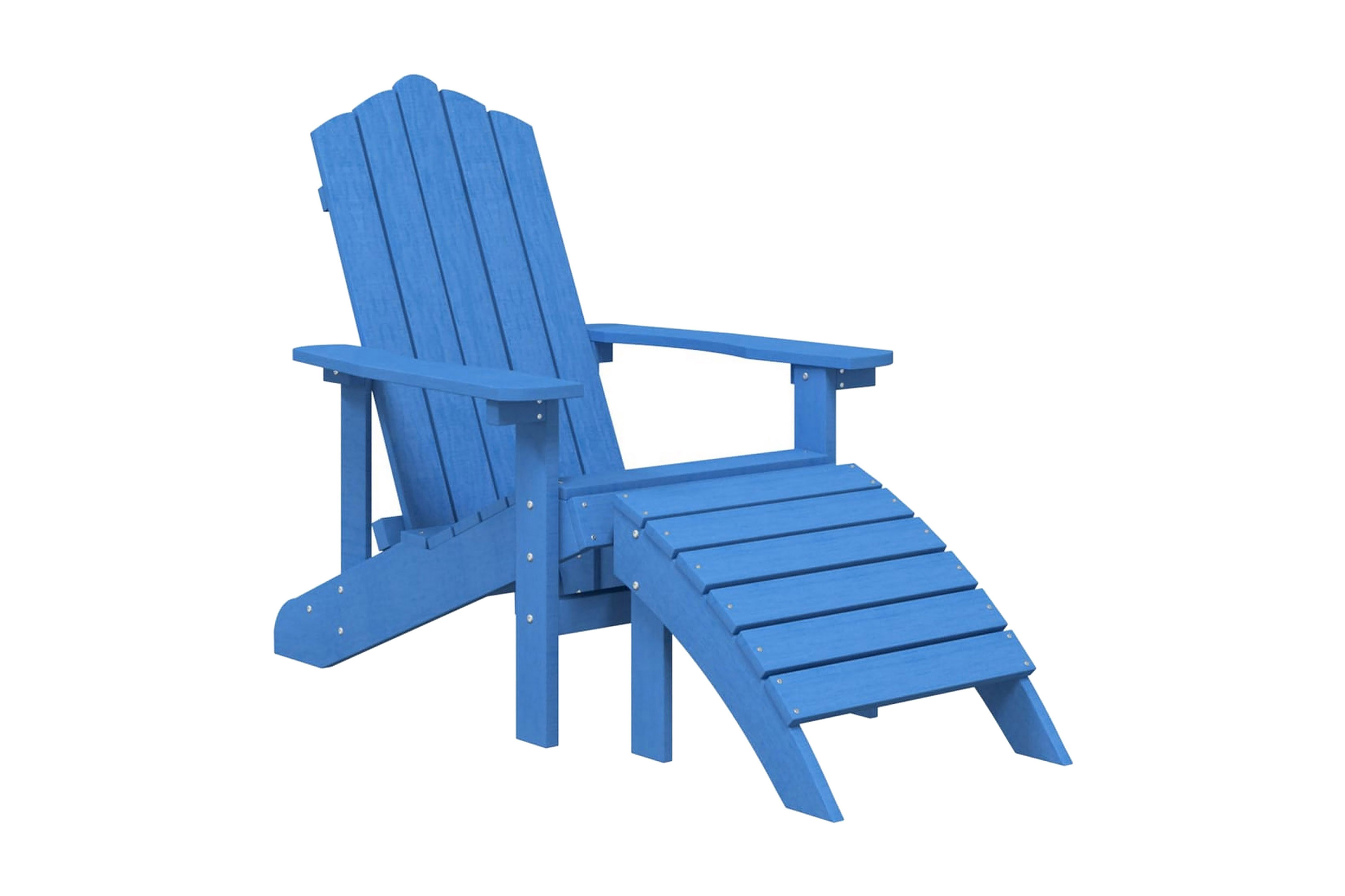 Adirondackstol med fotpall HDPE aquablå – Blå