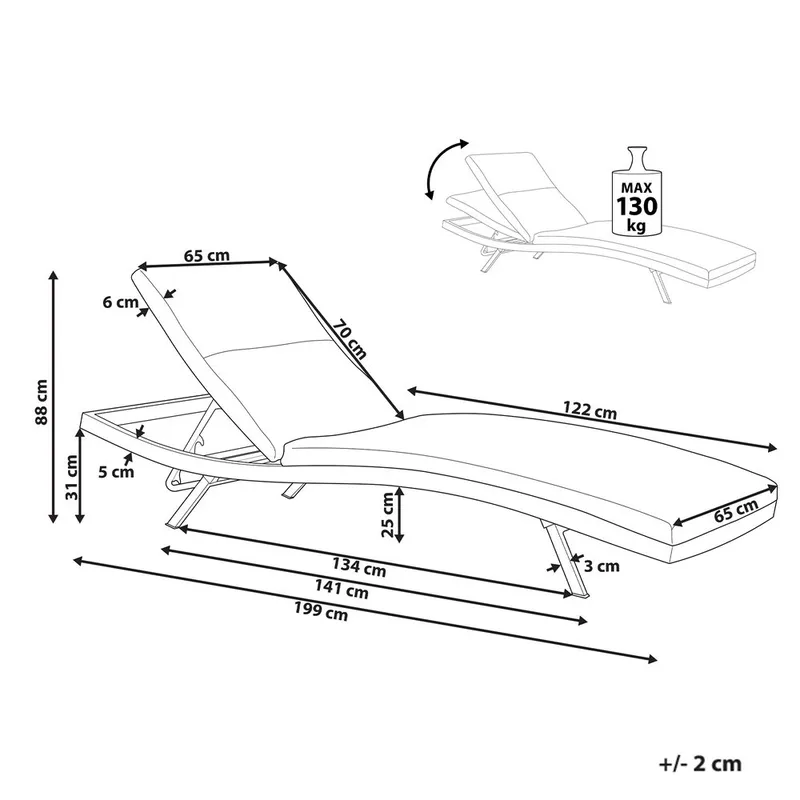 Solstol Amelia - Beige, svart - Utemöbler - Utestolar & fåtöljer - Solstol