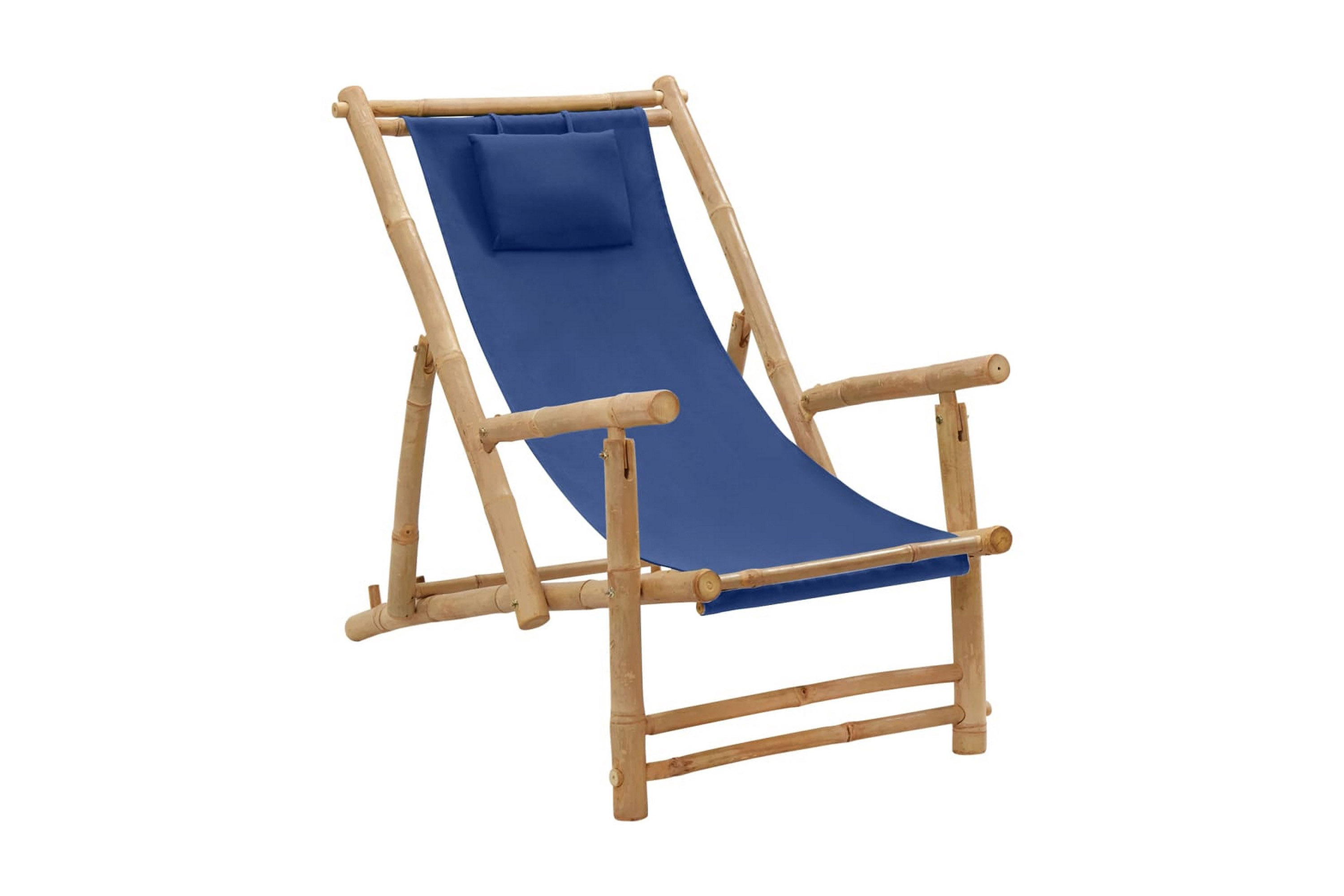 Be Basic Solstol bambu och kanvas marinblå – Blå