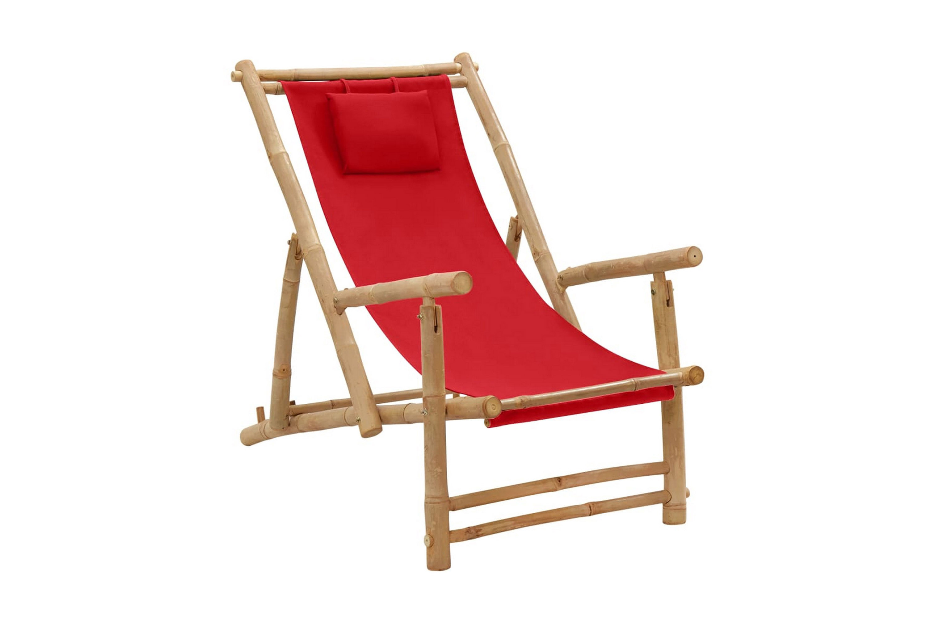 Be Basic Solstol bambu och kanvas röd – Röd