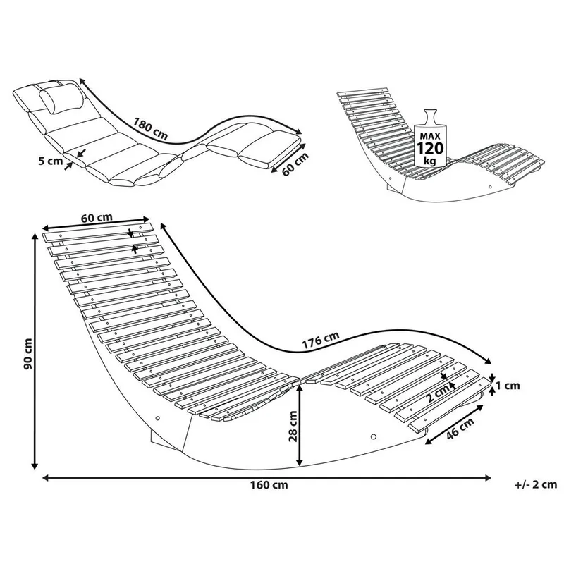Solstol Brescia Premium - Ljus trä, Ljusgrå - Utemöbler - Utestolar & fåtöljer - Solstol
