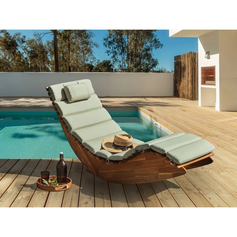 Solstol Brescia Premium - Ljus trä, grönt - Utemöbler - Utestolar & fåtöljer - Solstol