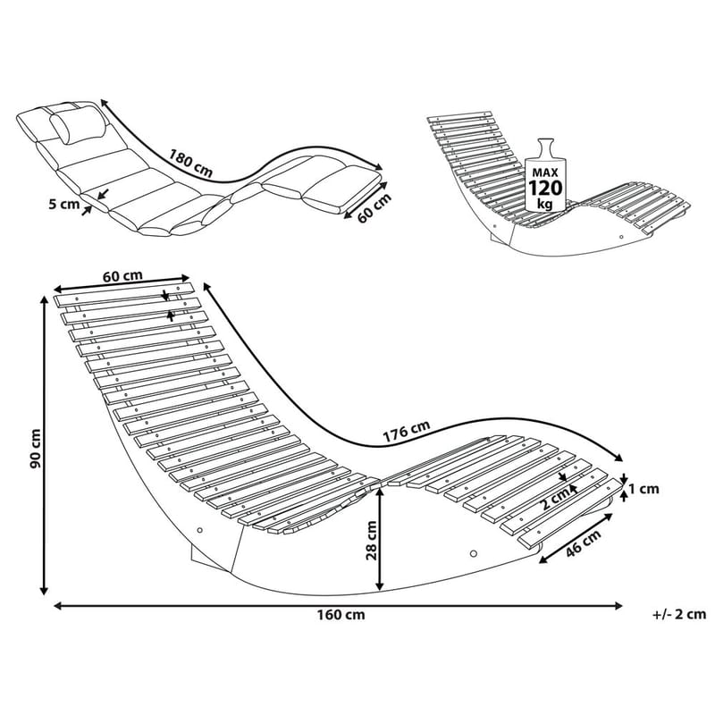 Solstol Brescia Premium - Ljus trä, Ljusgrå - Utemöbler - Utestolar & fåtöljer - Solstol
