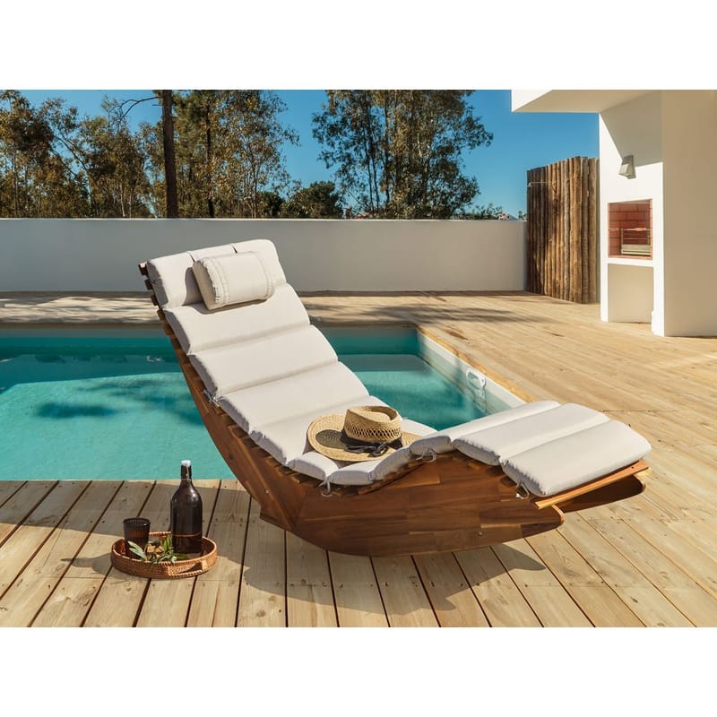 Solstol Brescia Premium - Ljus trä, Ljusbeige - Utemöbler - Utestolar & fåtöljer - Solstol