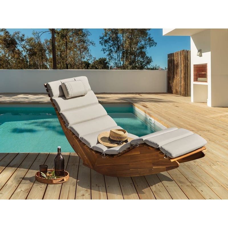 Solstol Brescia Premium - Ljus trä, taupe - Utemöbler - Utestolar & fåtöljer - Solstol