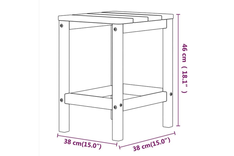 Adirondack bord antracit 38x38x46 cm HDPE - Antracit - Utemöbler - Utestolar & fåtöljer - Solstol - Däckstol