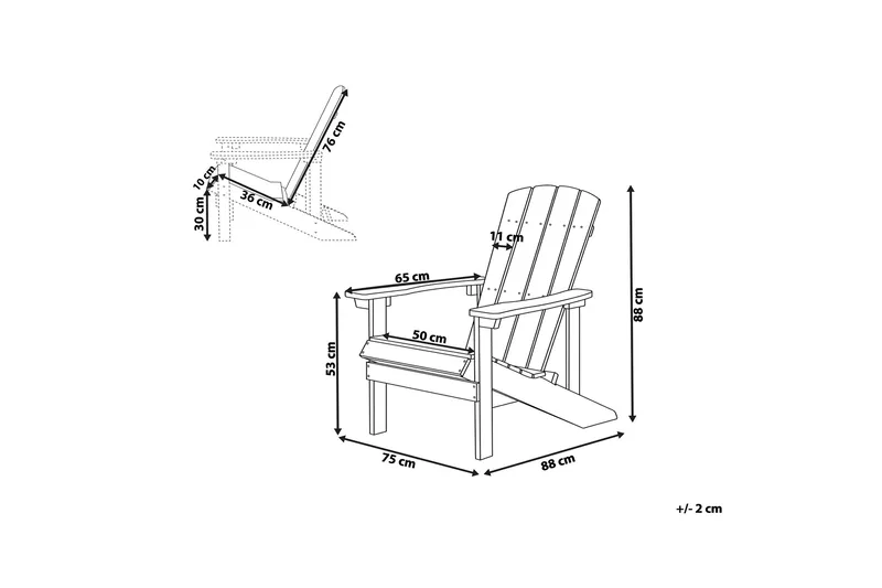 Adirondack Däckstol 88|75|88 cm - Grå - Utemöbler - Utestolar & fåtöljer - Solstol - Däckstol