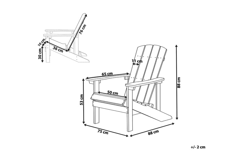 Adirondack Däckstol 88|75|88 cm - Ljusblå - Utemöbler - Utestolar & fåtöljer - Solstol - Däckstol