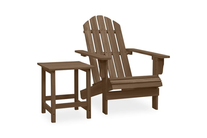 Adirondackstol med bord massivt granträ brun - Brun - Utemöbler - Utestolar & fåtöljer - Solstol - Däckstol