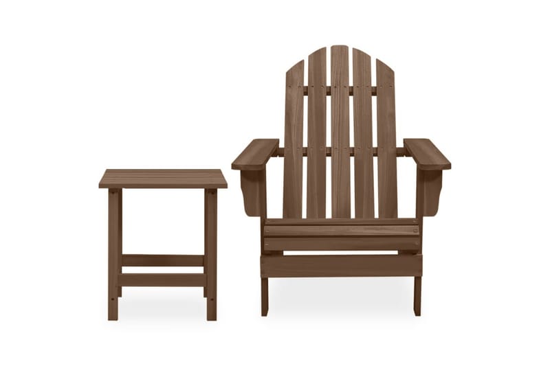 Adirondackstol med bord massivt granträ brun - Brun - Utemöbler - Utestolar & fåtöljer - Solstol - Däckstol