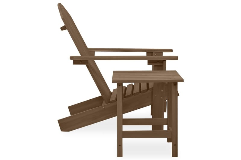 Adirondackstol med bord massivt granträ brun - Brun - Däckstol