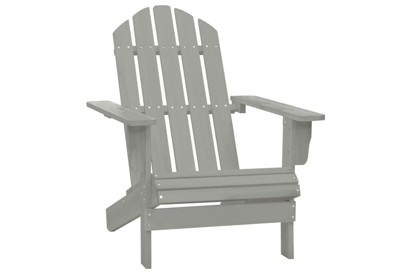 Adirondackstol med bord massivt granträ grå - Grå - Utemöbler - Utestolar & fåtöljer - Solstol - Däckstol