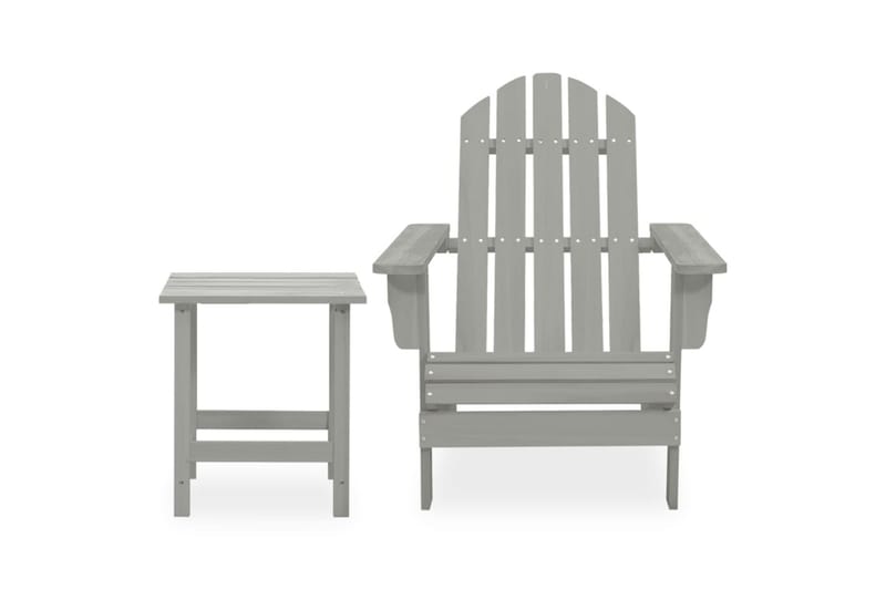 Adirondackstol med bord massivt grantr�ä grå - Grå - Utemöbler - Utestolar & fåtöljer - Solstol - Däckstol
