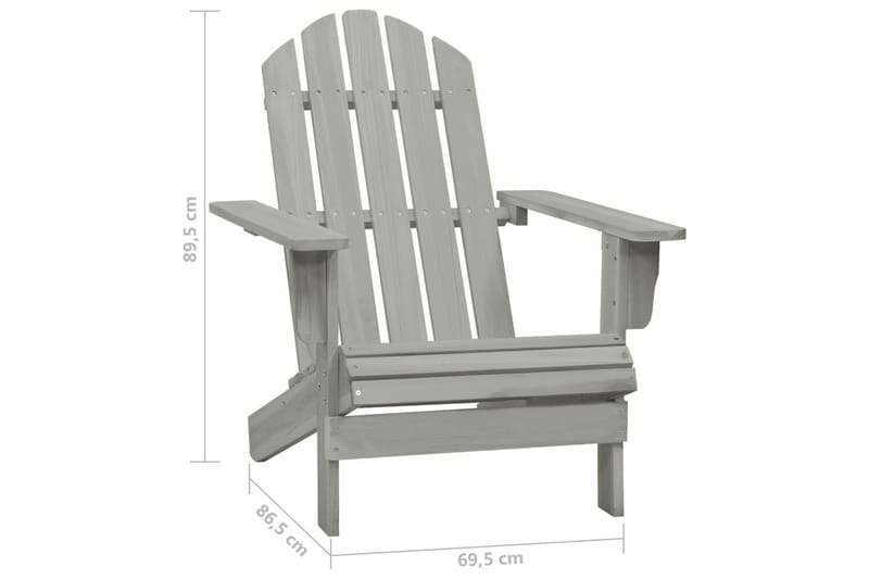 Adirondackstol med bord massivt granträ grå - Grå - Utemöbler - Utestolar & fåtöljer - Solstol - Däckstol