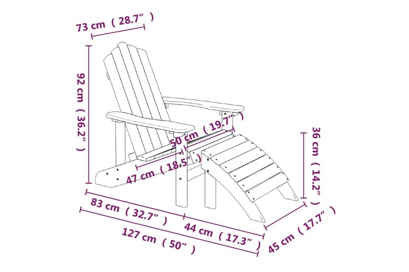 Adirondackstol med fotpall HDPE antracit - Antracit - Utemöbler - Utestolar & fåtöljer - Solstol - Däckstol