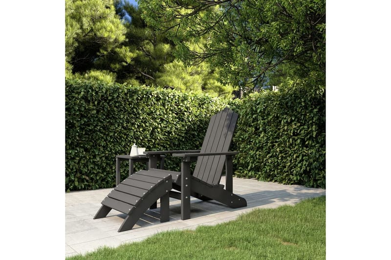 Adirondackstol med fotpall HDPE antracit - Antracit - Utemöbler - Utestolar & fåtöljer - Solstol - Däckstol