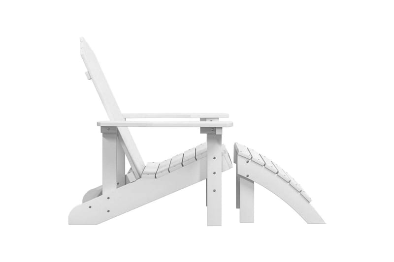 Adirondackstol med fotpall HDPE vit - Vit - Däckstol