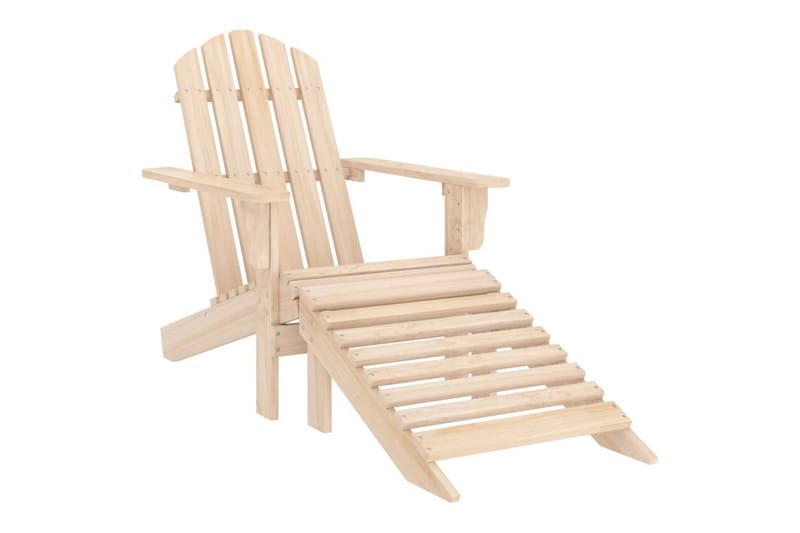 Adirondackstol med fotpall och bord massivt granträ - Beige - Utemöbler - Utestolar & fåtöljer - Solstol - Däckstol