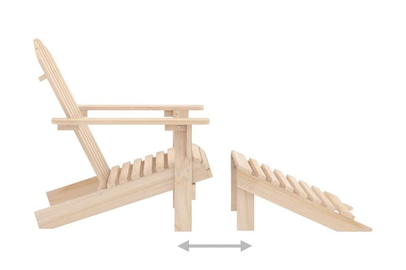 Adirondackstol med fotpall och bord massivt granträ - Beige - Utemöbler - Utestolar & fåtöljer - Solstol - Däckstol