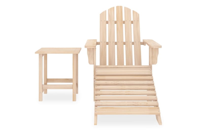 Adirondackstol med fotpall och bord massivt granträ - Beige - Utemöbler - Utestolar & fåtöljer - Solstol - Däckstol