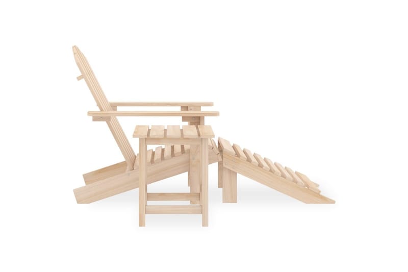 Adirondackstol med fotpall och bord massivt granträ - Beige - Utemöbler - Utestolar & fåtöljer - Solstol - Däckstol