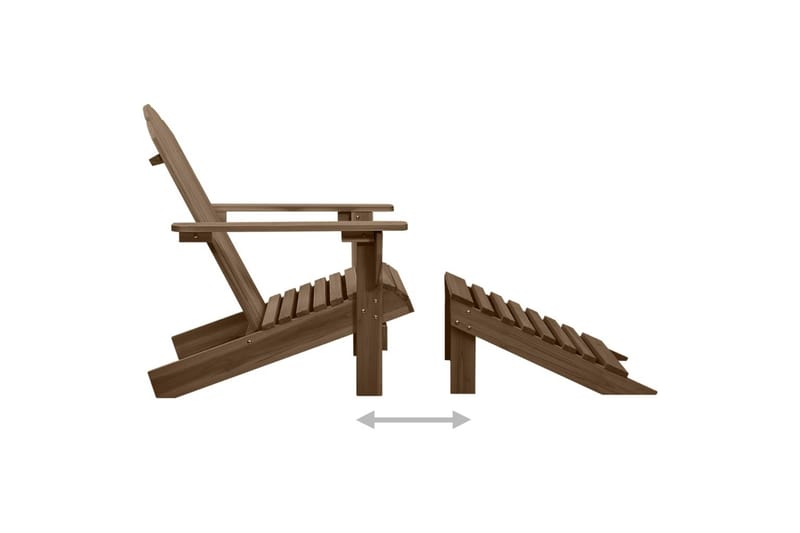 Adirondackstol med fotpall och bord massivt granträ brun - Brun - Däckstol