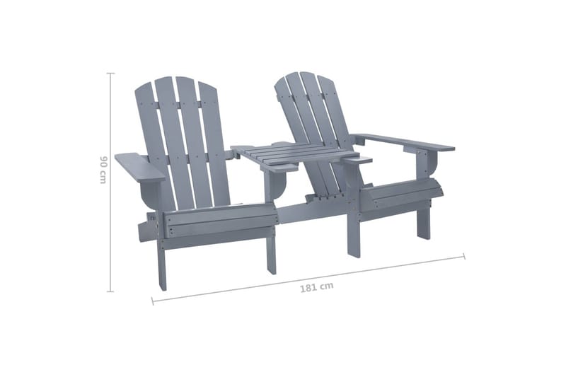 Adirondackstolar med bord massivt granträ grå - Grå - Utemöbler - Utestolar & fåtöljer - Solstol - Däckstol
