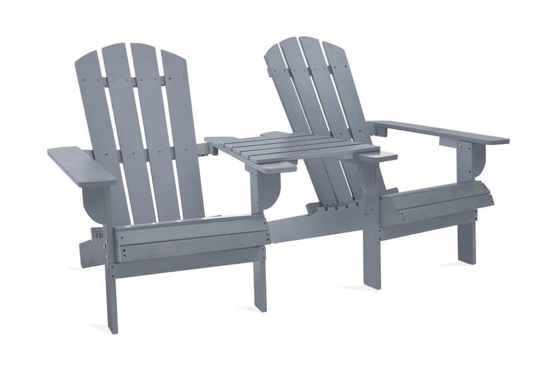 Adirondackstolar med bord massivt granträ grå - Grå - Utemöbler - Utestolar & fåtöljer - Solstol - Däckstol