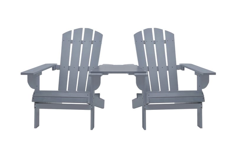 Adirondackstolar med bord massivt granträ grå - Grå - Utemöbler - Utestolar & fåtöljer - Solstol - Däckstol