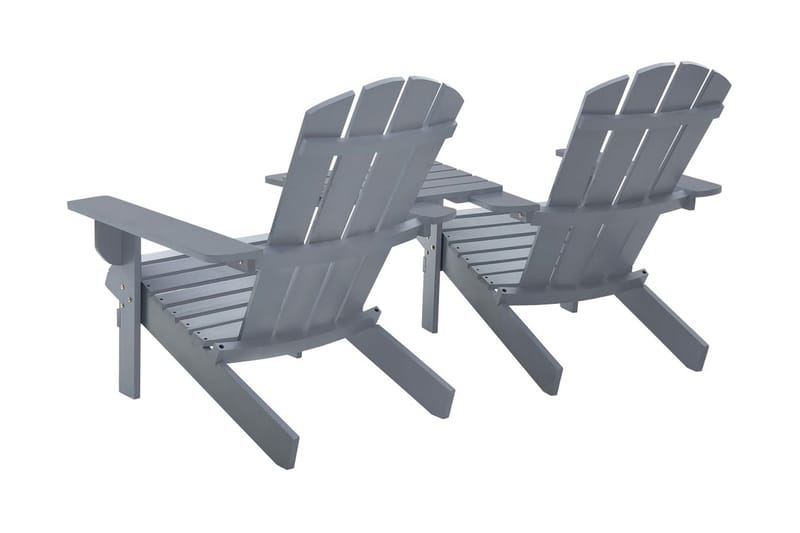 Adirondackstolar med bord massivt granträ grå - Grå - Utemöbler - Utestolar & fåtöljer - Solstol - Däckstol