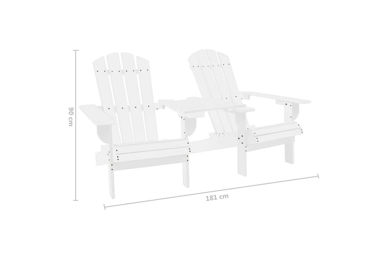 Adirondackstolar med bord massivt granträ vit - Vit - Utemöbler - Utestolar & fåtöljer - Solstol - Däckstol