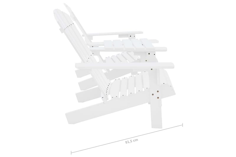 Adirondackstolar med bord massivt granträ vit - Vit - Utemöbler - Utestolar & fåtöljer - Solstol - Däckstol