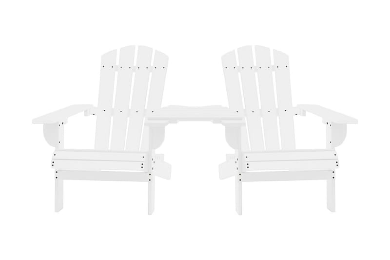 Adirondackstolar med bord massivt granträ vit - Vit - Utemöbler - Utestolar & fåtöljer - Solstol - Däckstol