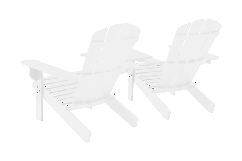 Adirondackstolar med bord massivt granträ vit - Vit - Utemöbler - Utestolar & fåtöljer - Solstol - Däckstol