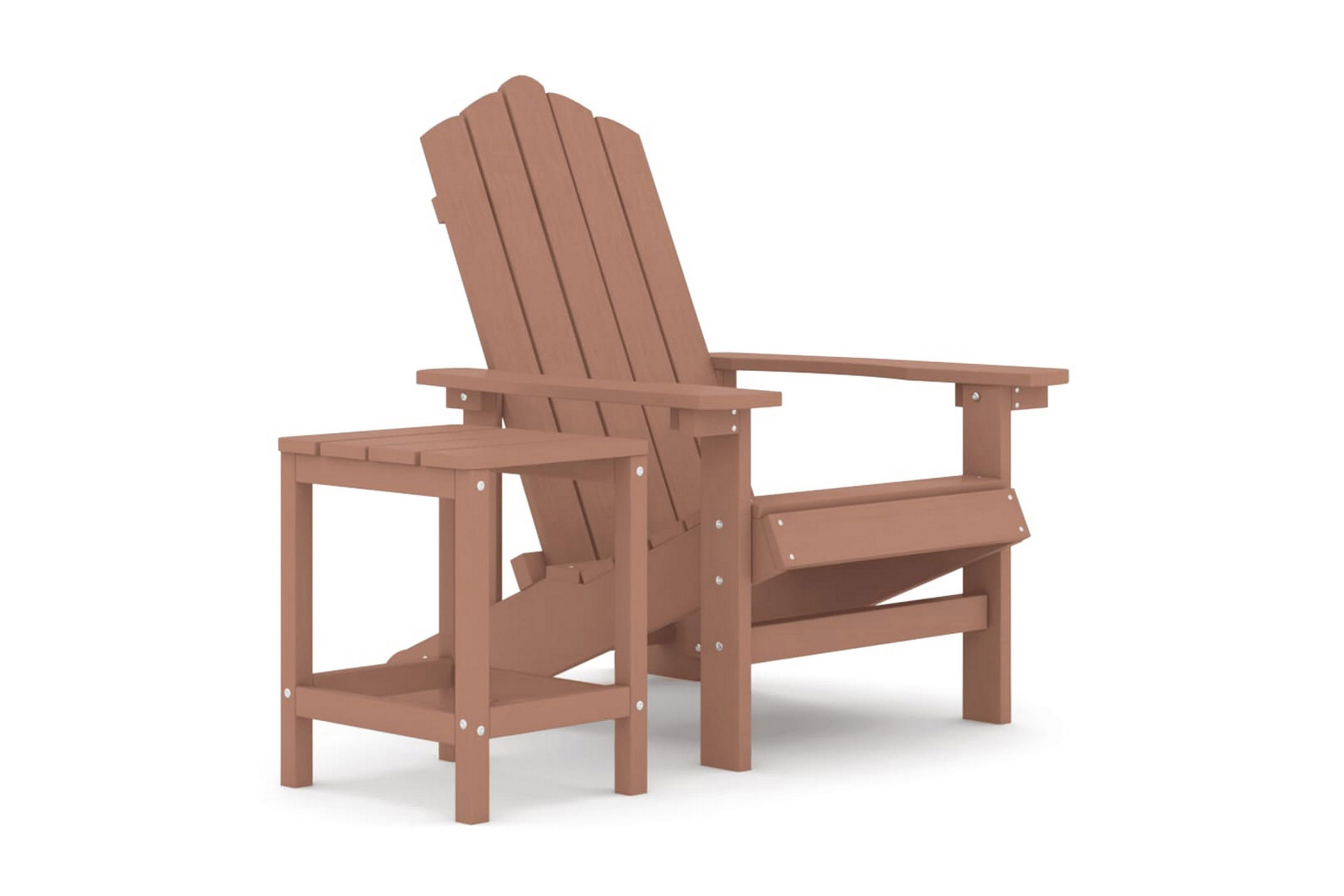 Däckstol för trädgården med bord HDPE brun – Brun