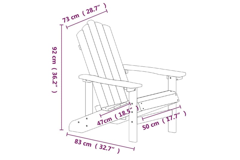 Däckstol för trädgården med bord HDPE vit - Vit - Däckstol