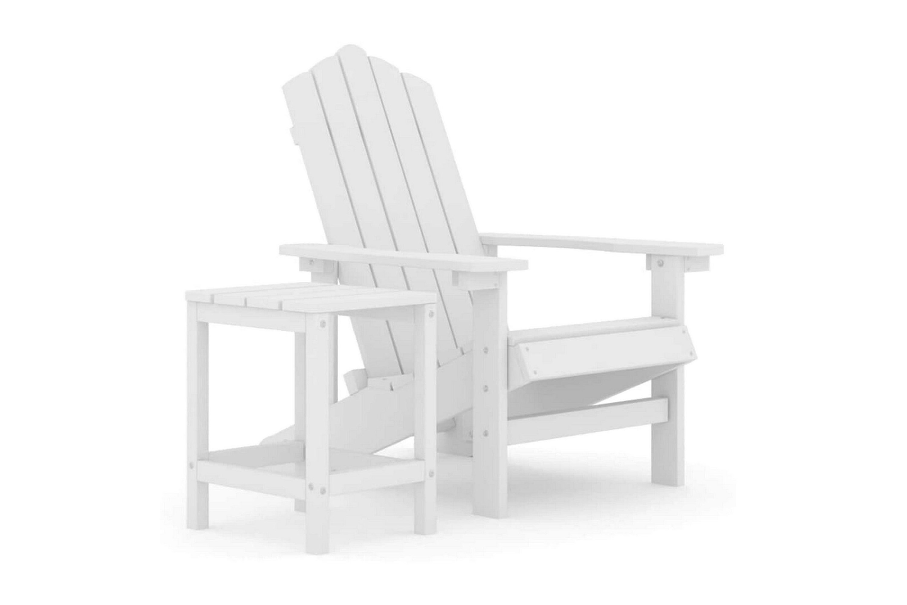 Däckstol för trädgården med bord HDPE vit – Vit