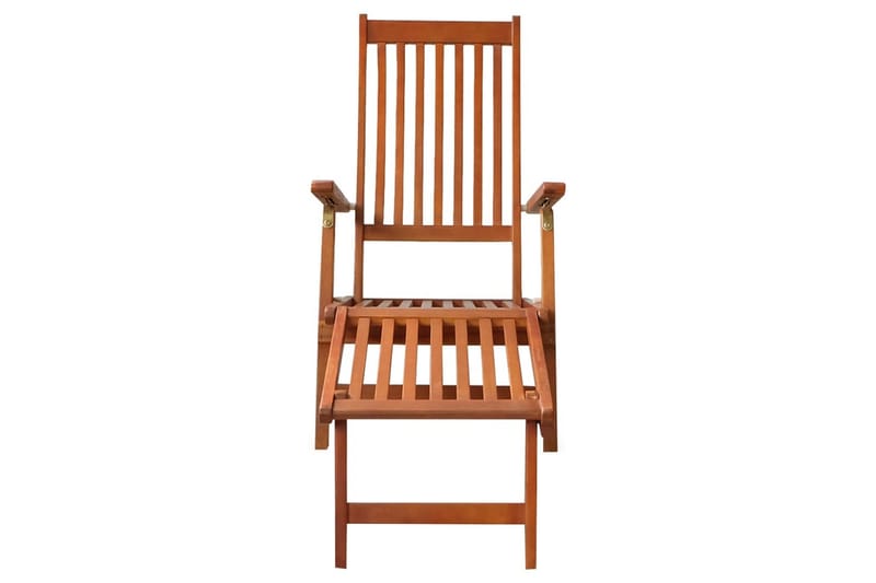 Däckstol med fotstöd och dyna massivt akaciaträ - Beige - Utemöbler - Utestolar & fåtöljer - Solstol - Däckstol