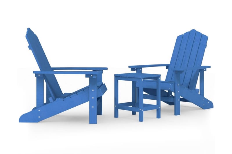 Däckstolar för trädgården med bord HDPE aquablå - Blå - Utemöbler - Utestolar & fåtöljer - Solstol - Däckstol