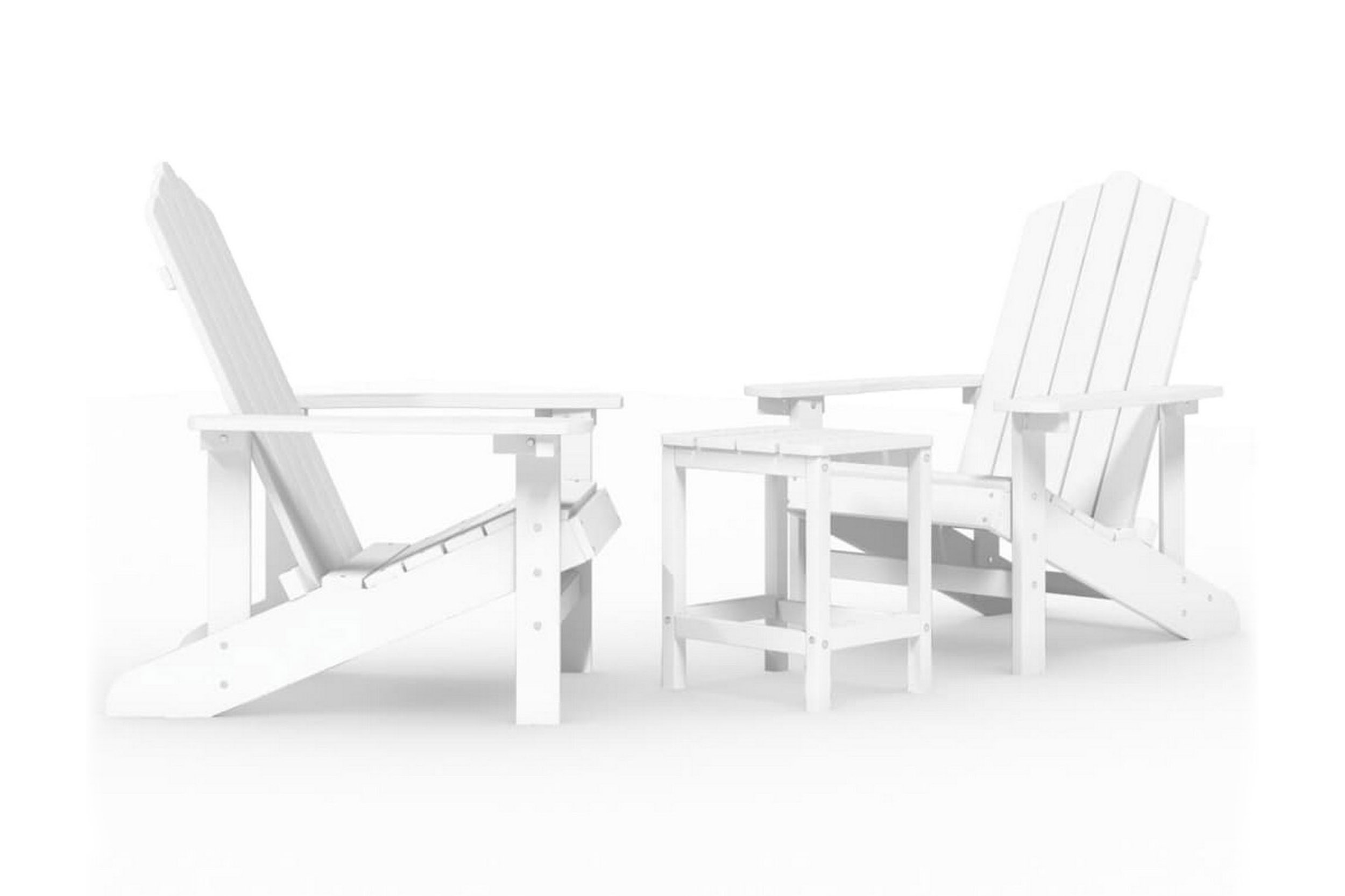 Däckstolar för trädgården med bord HDPE vit – Vit
